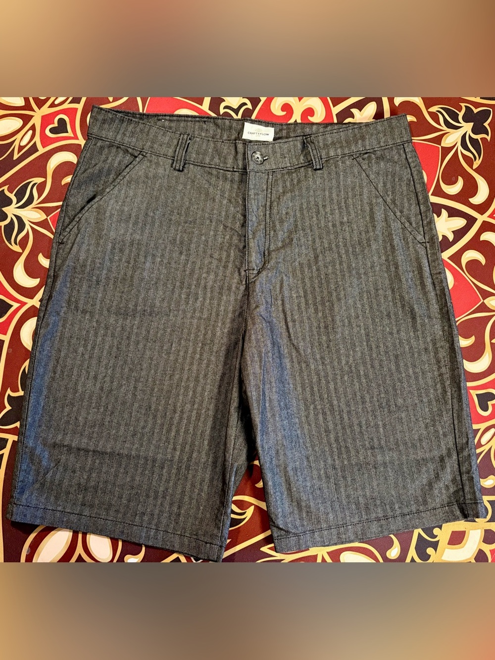 Casual Gray Pinstripe Chino Shorts